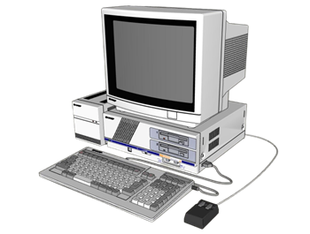 [办公]老式个人电脑和显示器 草图大师模型库下载