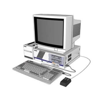 老式个人电脑和显示器办公SU模型 SU模型下载