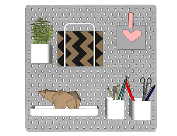 [办公]洞洞板（Pegboard）墙面收纳 SU模型素材库免费