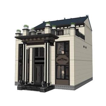 新中式别墅住宅建筑SU模型 SU模型下载