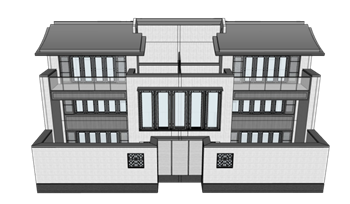 [建筑]中式联排别墅 sketchup组件