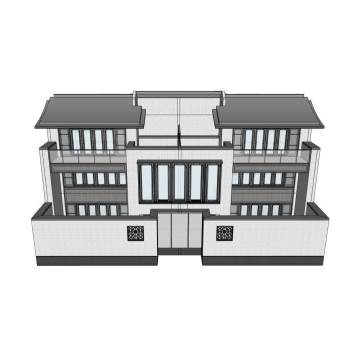 中式联排别墅建筑SU模型 SU模型下载
