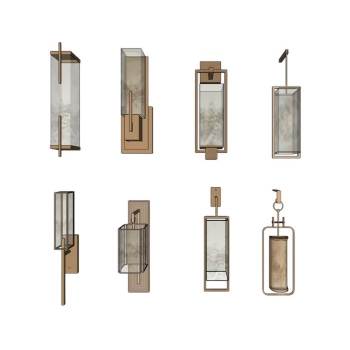 新中式壁灯灯具SU模型 SU模型下载