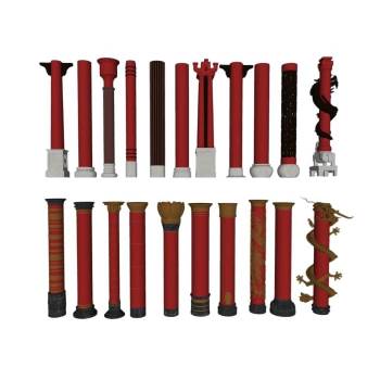 中式盘龙柱子立柱建筑SU模型 SU模型下载