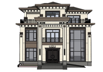 [建筑]新中式独栋住宅别墅 SU模型免费素材