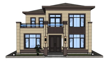 [建筑]新中式两层别墅 SU素材库