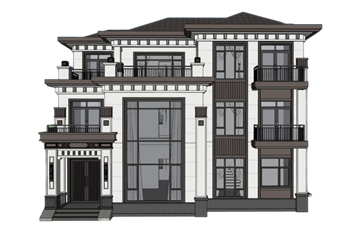 [建筑]新中式别墅独栋住宅 SU下载