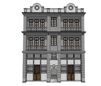 [建筑]中式岭南风民国骑楼 su模型素材