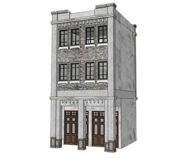 [建筑]中式民国风格上海骑楼 SU模型免费素材