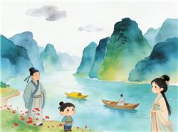 水彩画:长江江面宛如“千里江山图”