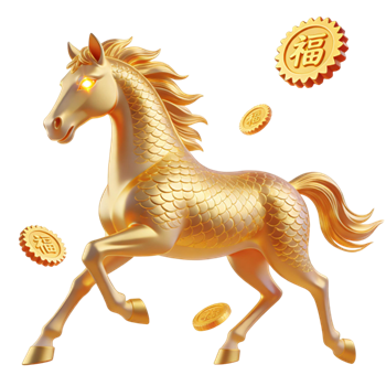 矢量图:2026年春节 马年金马福到 设计元素PNG免抠图，透明背景素材