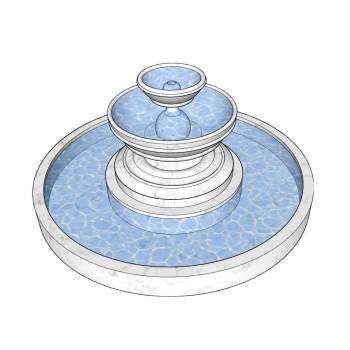 三层叠水喷泉景观SU模型 SU模型下载