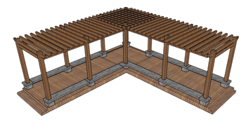 [景观]L形廊架构筑物 SU免费模型下载