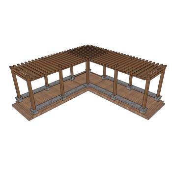 L形廊架构筑物景观SU模型 SU模型下载