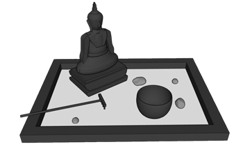 [景观]佛像结跏趺枯山水 SU模型库