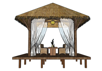 [景观]茅草亭子凉亭 SU下载