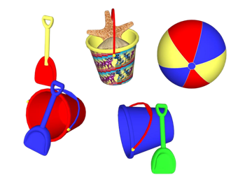 [装饰]儿童沙滩玩具朔料桶铲子 SU模型素材库免费