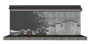 [景观]中式景墙 SU免费模型下载