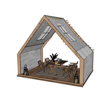 露营帐篷桌椅景观SU模型 SU模型下载