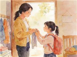 水彩画:妈妈晒女儿上学前后变化 