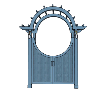 [门窗]拱形木制花园门 草图大师模型下载 SketchUp模型截图 3D设计素材预览
