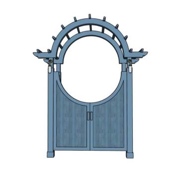 拱形木制花园门门窗SU模型 SU模型下载