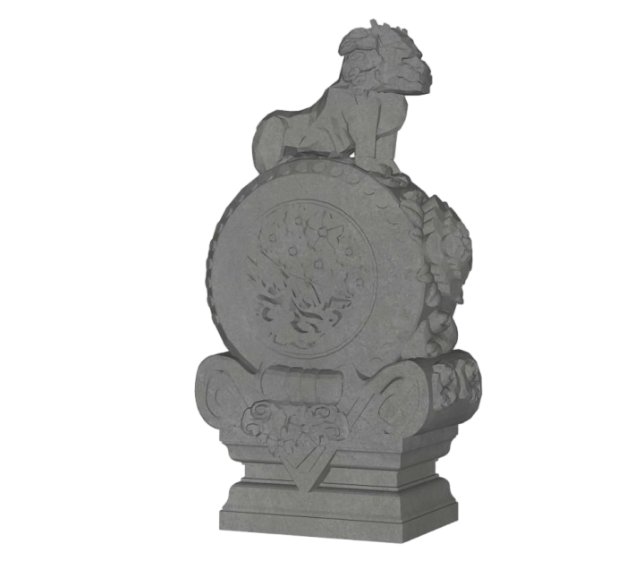 [雕塑]抱鼓石石狮子 草图大师素材库