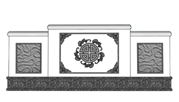 [建筑]中式元素景墙 SU模型库免费