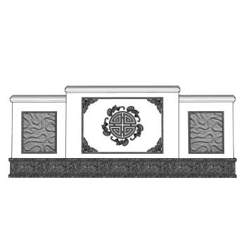 中式元素景墙建筑SU模型 SU模型下载