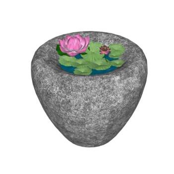 荷花池水缸景观SU模型 SU模型下载