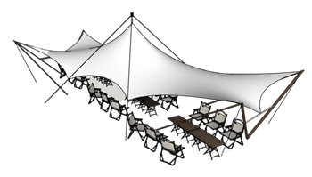 [景观]张拉膜露营桌椅 SU模型网