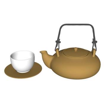 中式茶壶茶杯装饰SU模型 SU模型下载