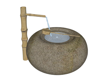[景观]日式手水钵蹲踞小品流水竹滴 SU下载