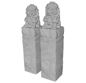 [景观]石狮子拴马柱 草图大师SU模型