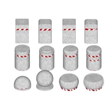 挡车石圆柱方墩景观SU模型 SU模型下载