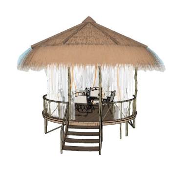 茅草景观亭子景观SU模型 SU模型下载