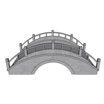 传统风格的单孔石拱桥建筑SU模型 SU模型下载