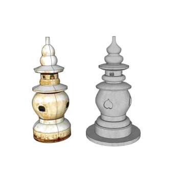 三潭映月景观灯景观SU模型 SU模型下载