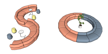 [沙发]S形和圆形公共沙发 SU素材库