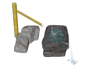 [景观]日式惊鹿添水 草图大师模型素材