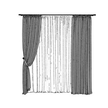 简约遮光帘窗帘门窗SU模型 SU模型下载