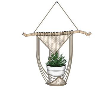 [装饰]悬挂式编织花架 su模型素材库