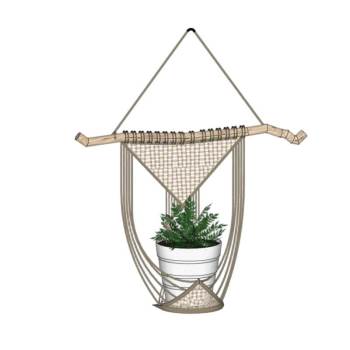 悬挂式编织花架装饰SU模型 SU模型下载