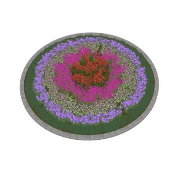 圆形花池环岛景观SU模型 SU模型下载