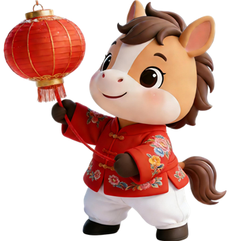 矢量图:马年新年红灯笼卡通C4D元素