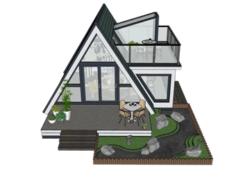 [建筑]A型微型民宿三角屋 草图大师模型库下载