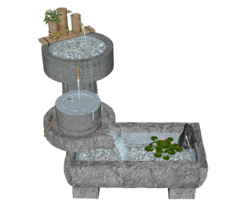 [景观]流水鱼池转运石槽 草图大师模型库下载