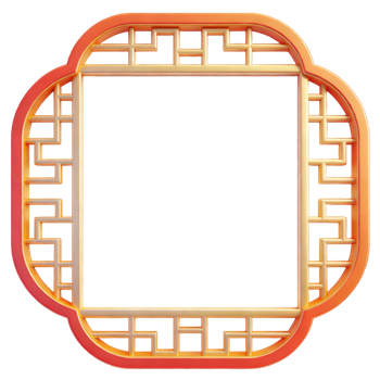 矢量图:中式边框窗口C4D元素