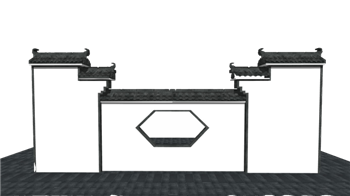 [建筑]中式徽派景观墙马头墙 SU模型网