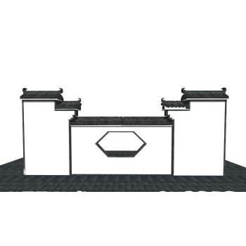中式徽派景观墙马头墙建筑SU模型 - SU模型免费下载_sketchup模型